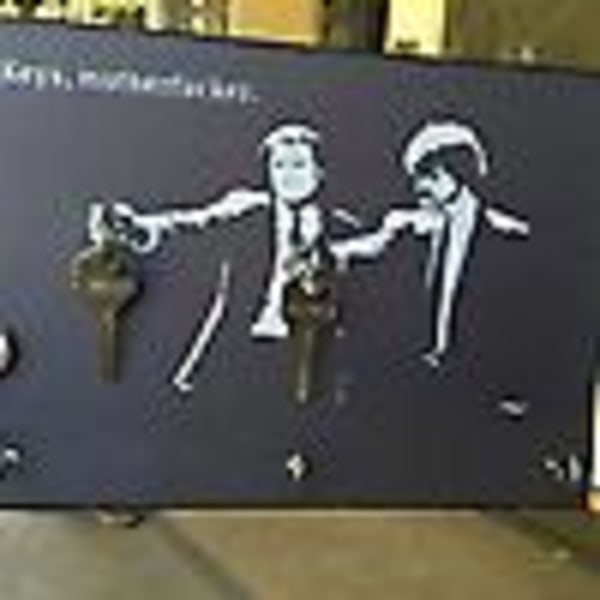 Pulp Fiction Nyckelhållare-Vägghängande Konst Kreativ Trä Väggbonad 5 Krokar