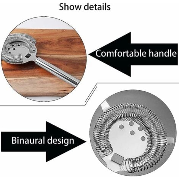 Cocktail-jääsiivilä ruostumatonta terästä Cocktail Sifter Cocktail-siivilä Shake Juomasuodatin Hopeapatukkasuodatin 19,5*10,5CM Fonepro Silver