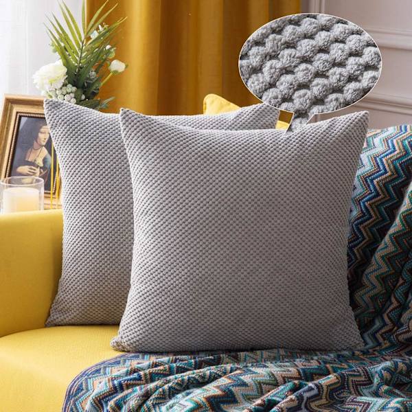 Sett med 2 ananas pellet putetrekk Myke solide dekorative firkantede putetrekk Puter for sofa soverom bil 20"x20", 50x50cm lys grå,