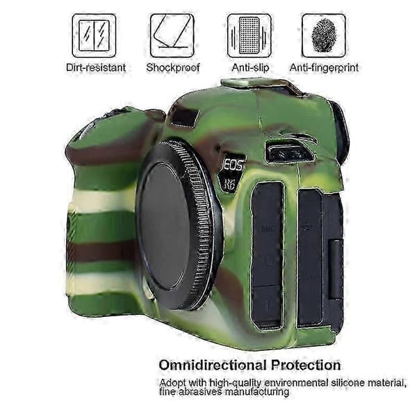 För Canon EOS R6 Litchi Textur Mjukt Silikonfodral 26s Camouflage
