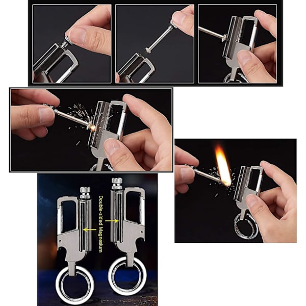 Outdoor Survival Fire Start -avaimenperä (musta nikkelipunos)