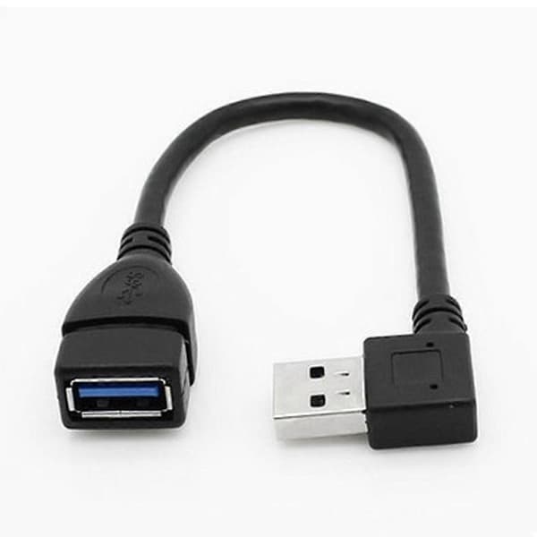USB 3.0 Vinkel 90 Grader Forlængerkabel Han Til Hun Adapter Ledning Data Venstre Vänster