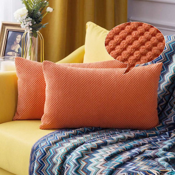 Set med 2 ananas cover Granulat Mjukt fast dekorativt fyrkantigt kuddfodral Kuddar för soffa sovrum bil 12"x20", 30x50cm Orange,