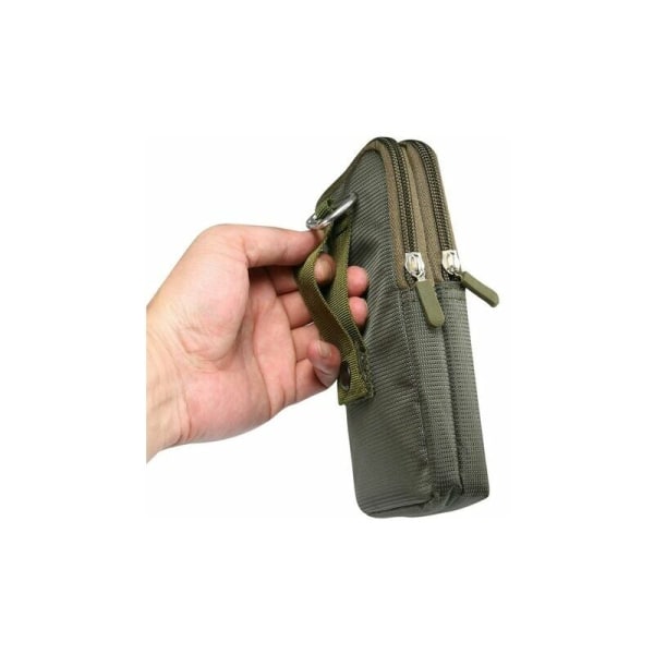 Army grøn nylon stof taljetaske Mobiltelefon taske Mobiltelefon taske Lynlås taljepose