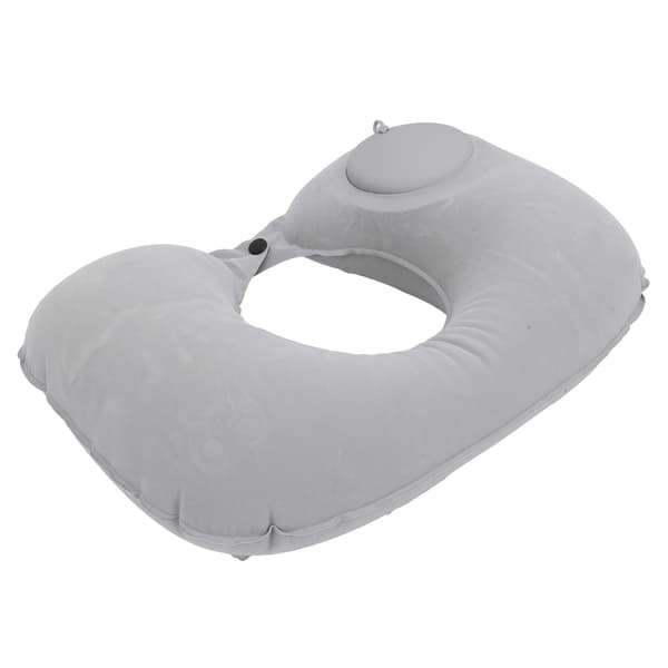 Oppblåsbar U-formet nakkepute Cervical Support for bil, kontor, flyreise, grå