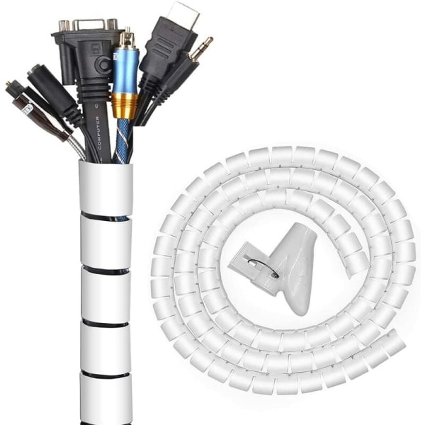 Hvid 22 mm/3m (sendeborepatron) åben wrap wire management wire tube bundt wire tube wire organizer