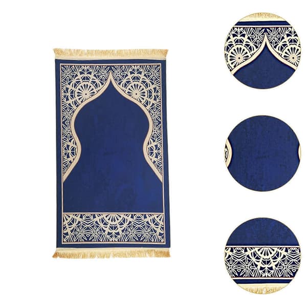 [HT]Muslimsk bønneteppe Eid-matte Islamsk bønneteppe for stue soverom nattbord Blue