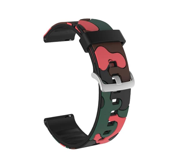 20 mm til Samsung Galaxy Watch 3 41 mm Camouflage silikone urrem med sølvspænde (1) 2