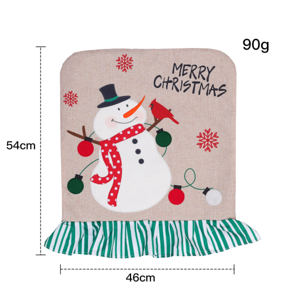 Julepynt Broderi Gammel Snowman Lin Blonde Stoltrekk, Julestol Ryggtrekk, Ryggpute (Christmas Snowman Chair Cover),