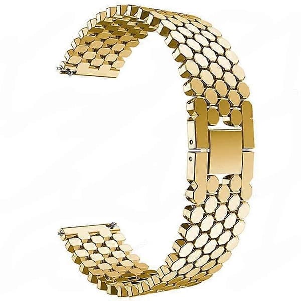 xDfind Fish Scale Texture Metal Watch Band Gold 22mm