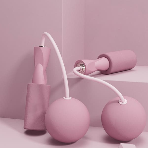 Bærbart vægtet sjippetov til træning, pink