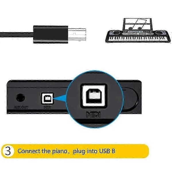 USB-B hun til USB-C han konverteradapter 480 Mbps dataoverførselsstik til elektrisk klaverprinter