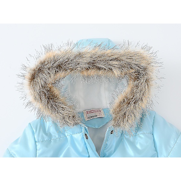 Vadderad jacka för barn Lång krage Vadderad jacka med huva 140cm Light blue