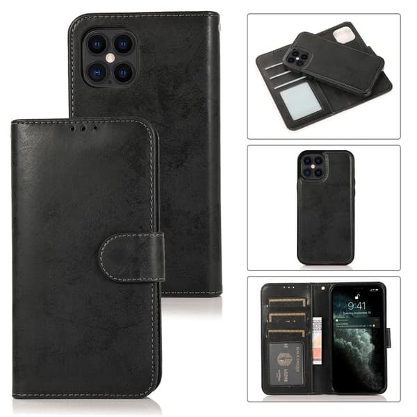 iPhone 12/12 PRO Pung Magnet Sort Svart black