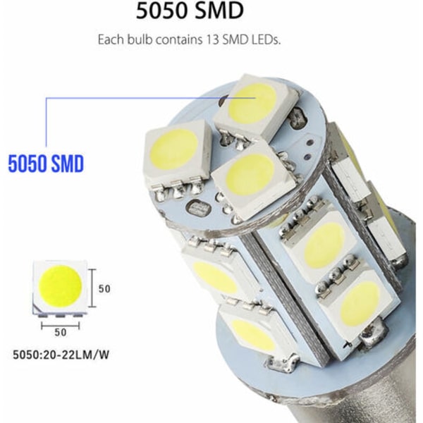 12V 1156 20 Pack Bright 1156 1141 1003 13-SMD Hvite LED-pærer for bilinteriør RV Camper Light
