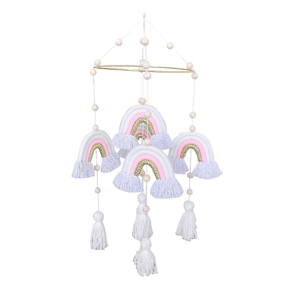 Baby Crib Mobiles regnbueteppet med håndlagde vevde dusker style 4