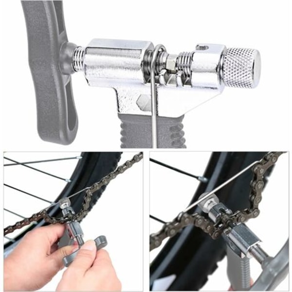 Kædelåstang + Cykelkædenitteværktøj + 3 par Cykel Manglende Links, Chain Link Riveter Kædetænger til 6/7/8/9/1