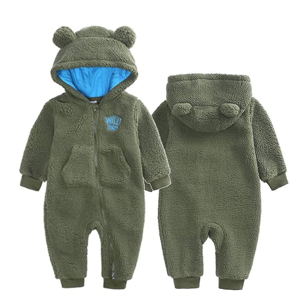 Baby fleece jumpsuit hooded snödräkt långärmad kostym green