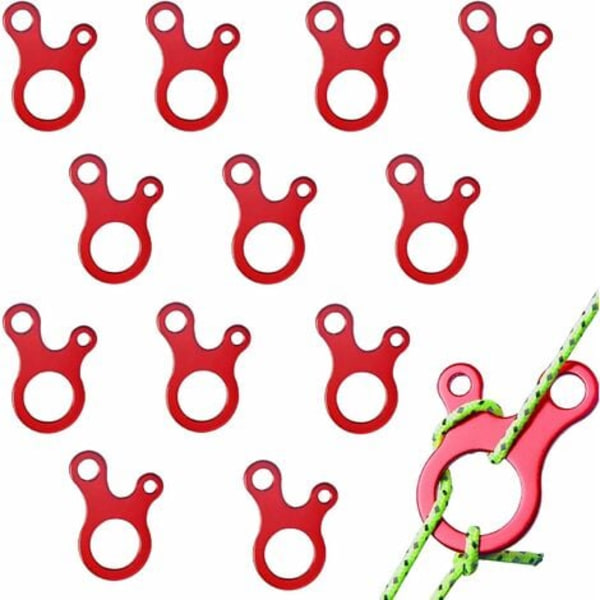 12-pack 3-håls linspännare av aluminiumlegering för utomhustältvandring Camping picknick Fonepro