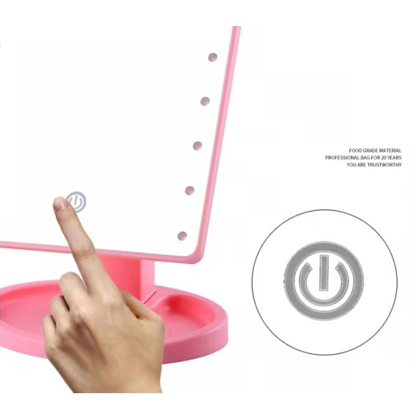 LED sminkspegel, glödlampsspegel med 16 glödlampor, skrivbordssminkspegel (rosa, 16-ljus batterimodell),