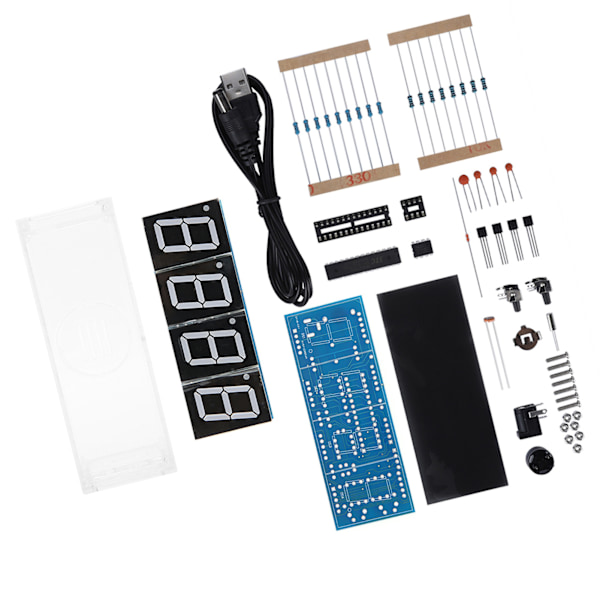 4-siffrig DIY Digital LED-klocka Kit med Automatisk Tid och Temperaturvisning - Röd Red