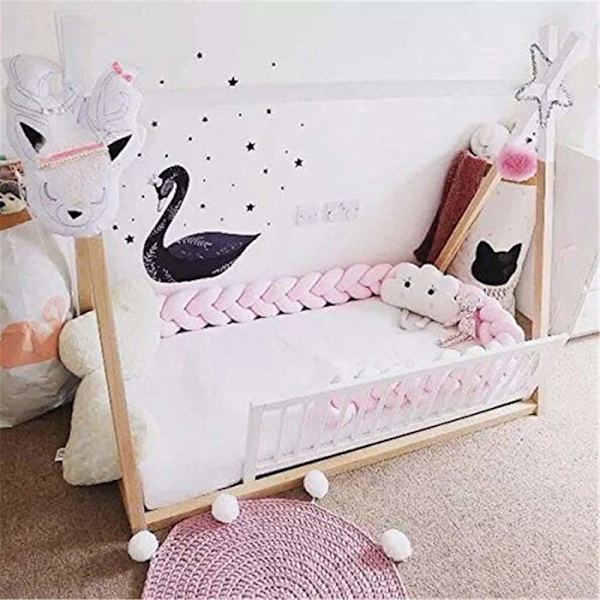 Spjälsäng Bumper, Baby Cot Bumper, Cot Snake, Baby Cot Bumper, Weaving Edge Protector, Cot Head Protector Decoration (blå, 150cm),