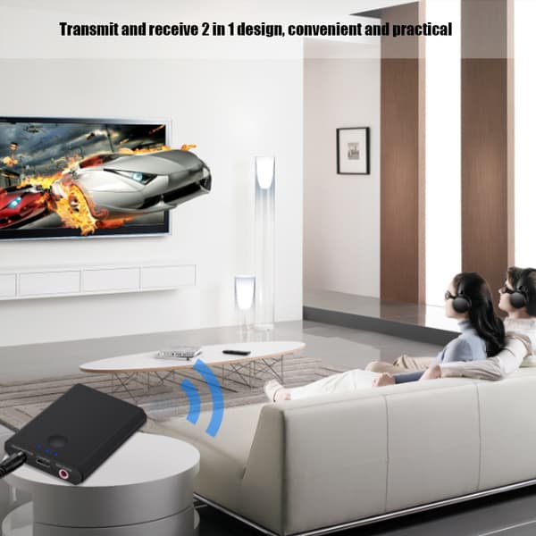 2i1 TX7 Sort Bluetooth Transmitter og Receiver 3.5mm Audio Musik Adapter til TV Bil