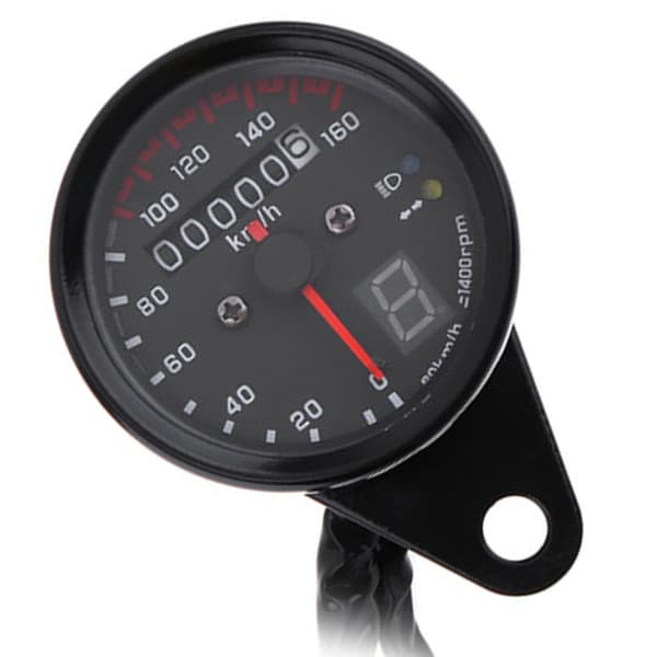 Universal 12V Motorcykel Speedometer med Gear Display LED Baggrundsbelysning