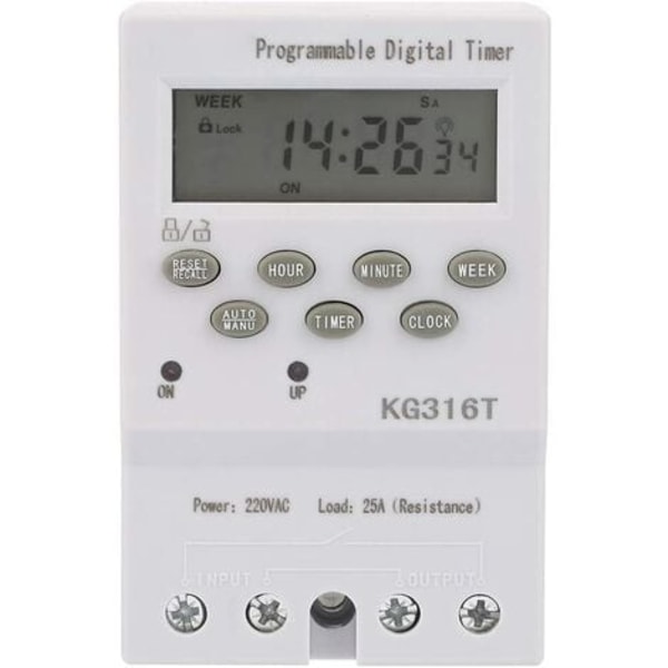 KG316T 220V Mikrocomputer-tidskontakt Digital timer-afbryder Mikrocomputer-tidsstyring Automatisk program Digital