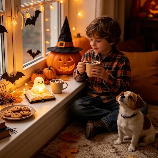 Ghost Night Light, Halloween Decorative Fixture, Resin Figurine with Sturdy Panel, Home Use with Refined Coating, 1-Piece Set, Night Lamp
