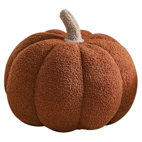 Halloween pumpa kudddekor, pumpa plysch kudde fleece fyllda pumpor dekoration brown 11.8*7.87in