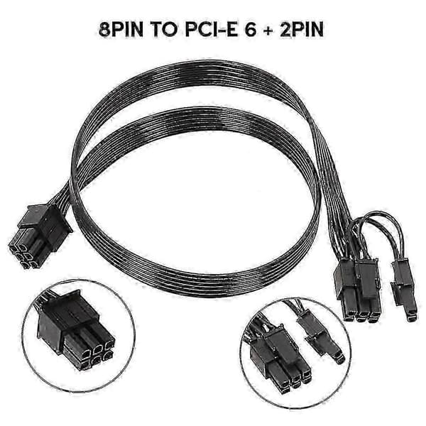 PCIe 6Pin til 6+2Pin strømforsyningskabel GPU 6Pin til 8pin PSUs modulær kabel 2025[ht] 100cm