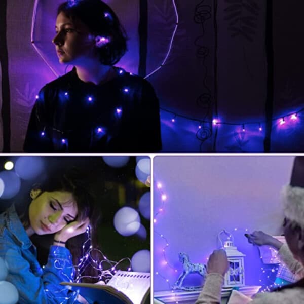 2-pack 1m mini LED lyssløyfe Batteridrevet [ht] purple