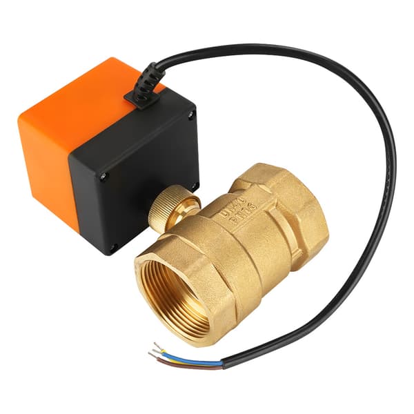 Motorisert kuleventil 220V AC 2-veis 3-leder messing DN40 G1 1 2 tommer