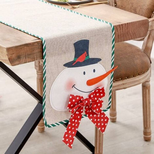 Julbordslöpare, Burlap Snowman Julbordsdekorationer för hem, kök, matsal, bondgård, inomhus, Ou