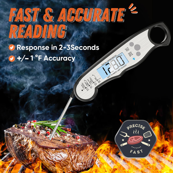 Digitalt kjøtttermometer, vanntett instant Read-mattermometer for matlaging og grilling, kjøkkenutstyr