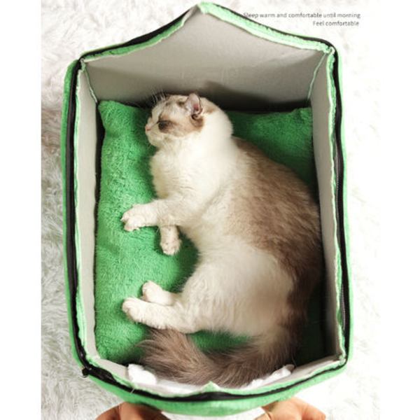 Christmas Cat House tuulenpitävä kissan luolapesä Söpö jouluinen lämmin kissansänky talveksi Mukava kissan talon sänky (vihreä)
