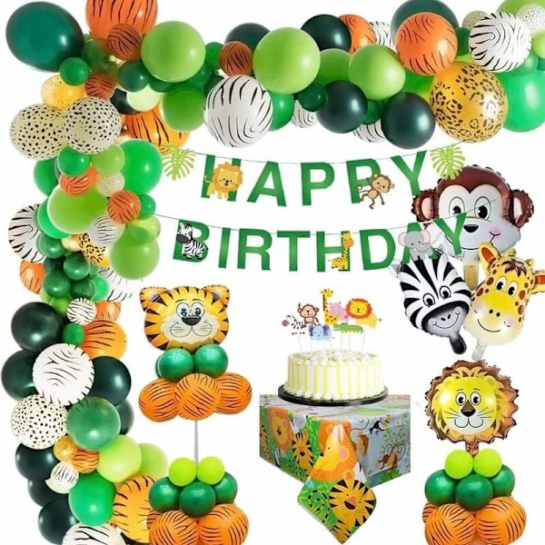 Viidakon syntymäpäiväkoristeet Boy Safari -syntymäpäiväkoristeet Happy Birthday -banneri