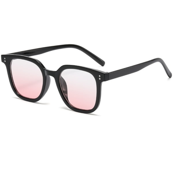 Solid sort stel med Blush Lens Clear Large Frame Flad Lens Powder Solbriller (Black Frame Blush),