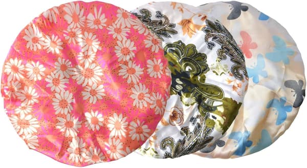 [HT]3-pack dubbellager duschmössa vattentät elastisk badmössa för kvinnor dusch spa salong Sunflower