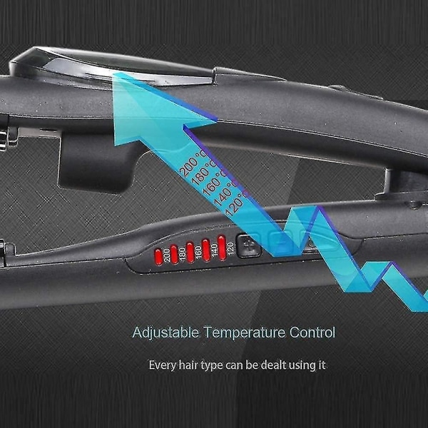 Keramisk strygejern med justerbar temperatur og damp (sort)