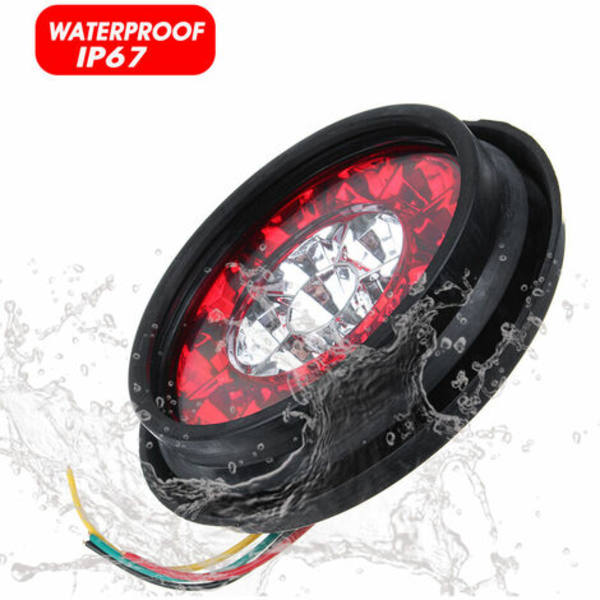 2kpl 12V suuntavilkku 16LED jarrukatkaisin pyöreä takavalo kuorma-auton perävaunuun (valkoinen+punainen)