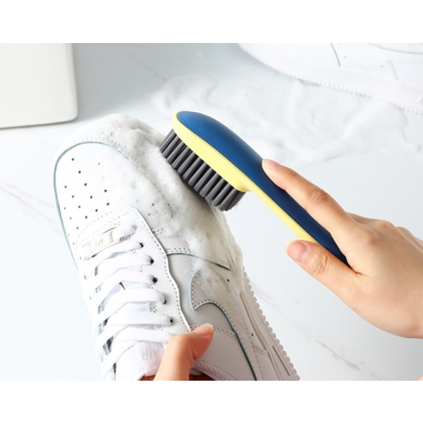 Langskaftet skobørste myk børste kontrastfarge klesbørste skader ikke sko husholdningsrengjøringsbørste (gråhvit),