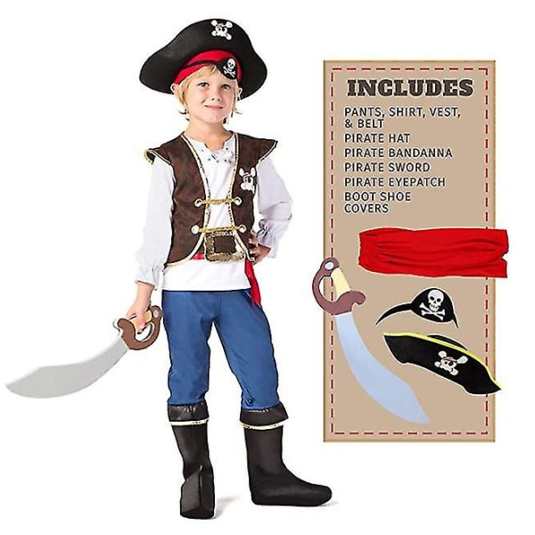 Drenge Pirat kostume til børn Deluxe kostume sæt S