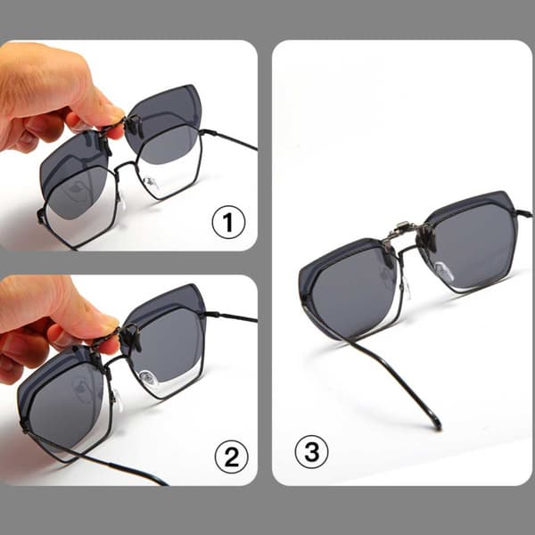 [HT]Flip-Up Clip-On Solbriller Metall Speil Lyseblå blue