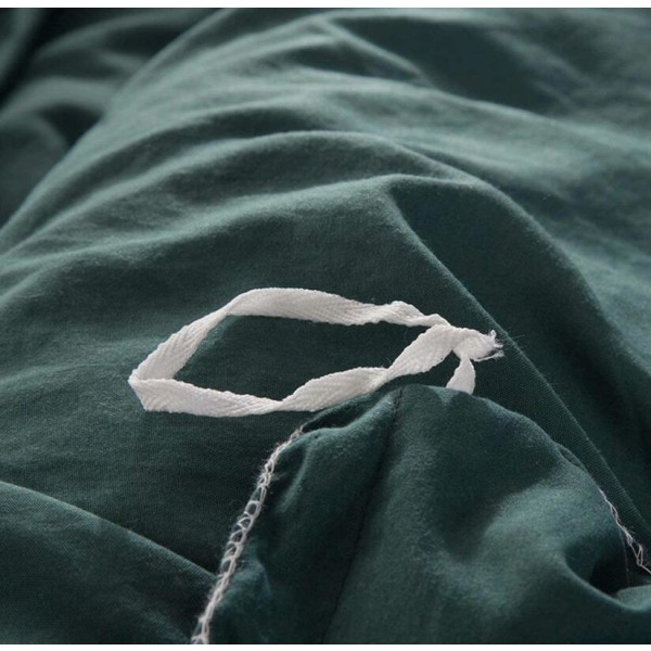 GrouopM Mørkegrønn enkel ensfarget børstet sengeveske firedelt sett med naken sove Nordic Rocca bomull dobbel dynetrekk laken