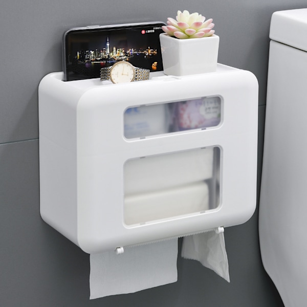 Vägghängd tissuebox, toalettpappersförvaring (White)GroupM