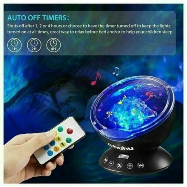 Ocean Wave Night Light Projector, Fjernbetjening Projektionslampe Rotation Northern Light Projector Stemningslys