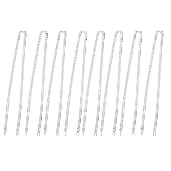 1 meter DIY dekorativ hantverkskedja med 8-sidig fräst oval spänne för smyckestillverkning - set med 8 stycken, silver
