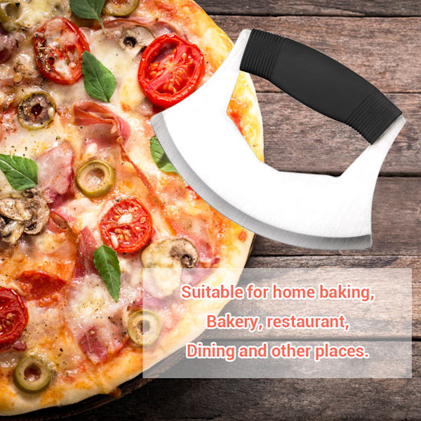 Pizzakutter i rustfritt stål med deksel, ergonomisk sklisikkert håndtak, vipperkutter